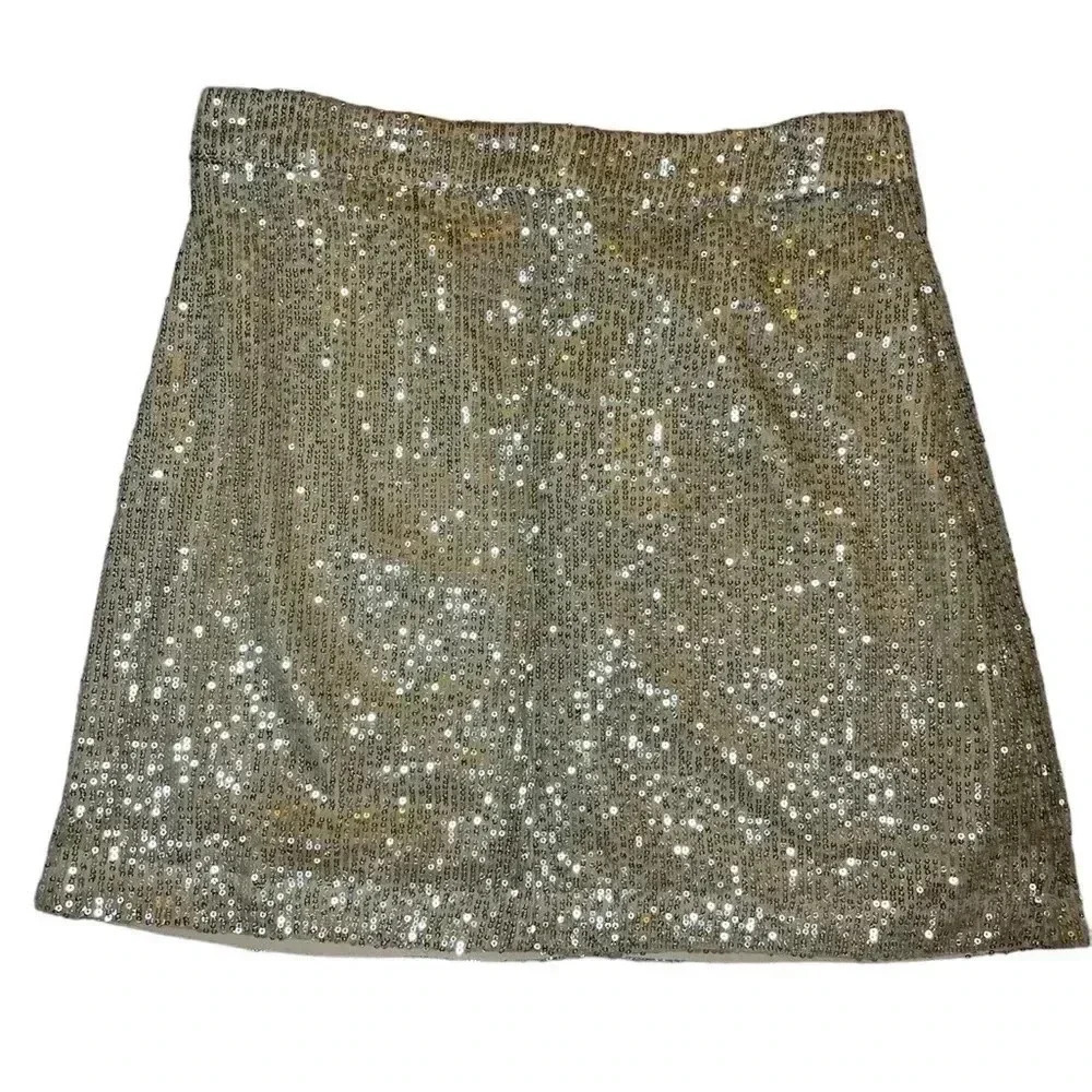 French  Connection beige sequin skirt sz 10